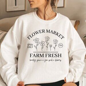 Flower Market Farm Fresh NEW white crewneck sweatshirt